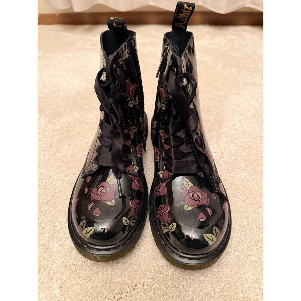 Dr. Martens 1460 Pascal Patent Leather Floral Roses Lace-Up Side Zip US 5
